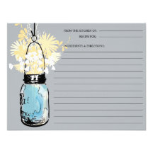 Blue Mason Jar Recipe Card