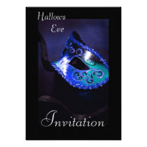 Blue Masquerade Halloween Holiday Invitation