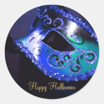 Blue  Masquerade Halloween Party Stickers