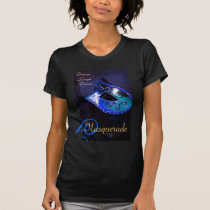 Blue Masquerade Mask Ladies Halloween T-Shirt