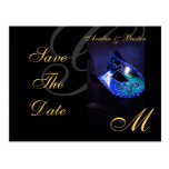 Blue Masquerade Mask Save The Date Postcard