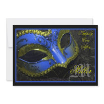 Blue Masquerade Renaissance Wedding Invitation