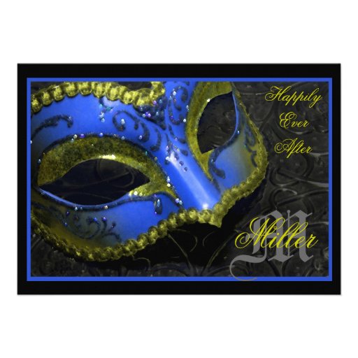 Blue Masquerade Renaissance Wedding Invitation