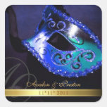 Blue Masquerade Swirl Save The Date Sticker