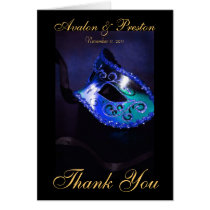 Blue Masqurade Mask Thank You Note Card