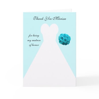 Blue Matron of Honor Thank You Card