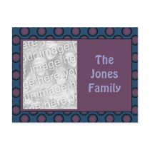 blue mauve circle pattern photo frame postcards