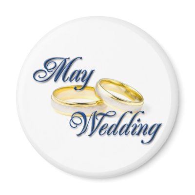 BLUE MAY WEDDING AND RINGS REFRIGERATOR MAGNET