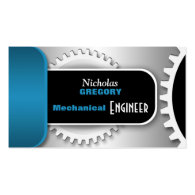 Blue Mechanical Engineer Gear Business Cards