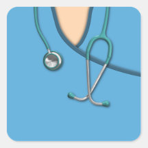 Blue Medical Scrubs Square Stickers