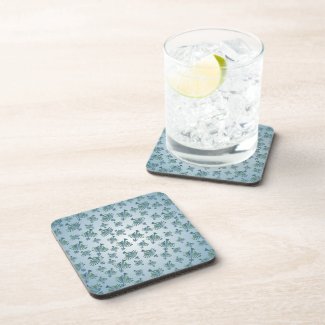 Blue Medieval Bird Pattern Cork Coaster