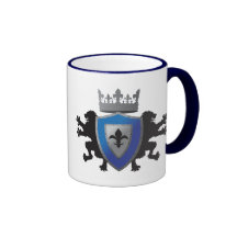 Blue Medieval Lion Heraldry Glass Mug
