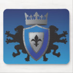Blue Medieval Lion Heraldry Mousepad