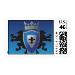 Blue Medieval Lion Heraldry Postage Stamps