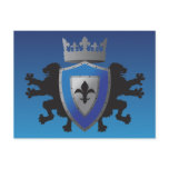 Blue Medieval Lion Heraldry Postcard