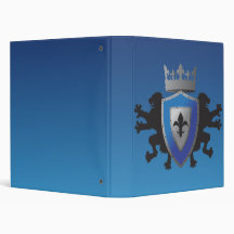 Blue Medieval Lion Heraldry School Binder