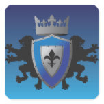 Blue Medieval Lion Heraldry Stickers