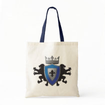 Blue Medieval Lion Heraldry Tote Bag