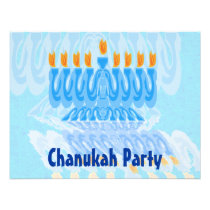 Blue Menorah Chanukah Party Invitations invitations