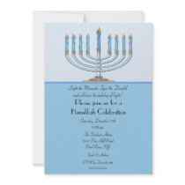Blue Menorah Hanukkah Celebration Invitation by celebrateitinvites Blue Menorah Hanukkah Celebration Invitation
