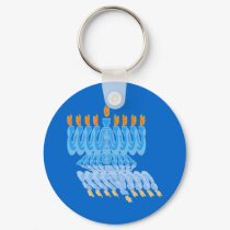 Blue Menorah Keychain