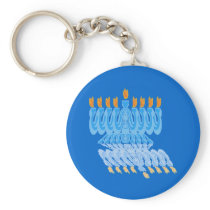 Blue Menorah Keychain