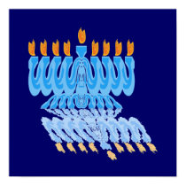 Blue Menorah Poster