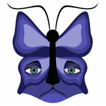 Blue Meow Mask Photo Sculpture