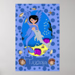 Blue Merfaery and Dolphin Print