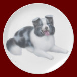 Blue Merle Border Collie Dog Plate plates