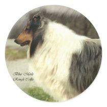 Blue Merle Rough Collie Art Gifts stickers by DogsByDezign Blue Merle Rough Collie Art Gifts stickers
