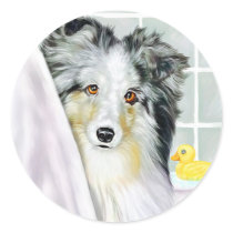 Blue Merle Sheltie Bath stickers