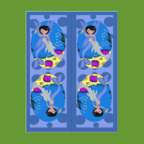Blue Mermaid and Merfaery Bookmarks postcards