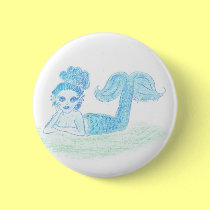 Blue Mermaid by Wendy C. Allen buttons
