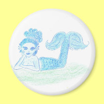Blue Mermaid by Wendy C. Allen magnets