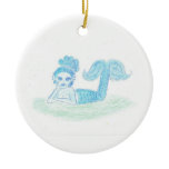 Blue Mermaid by Wendy C. Allen Christmas Ornament