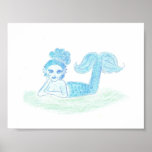 Blue Mermaid by Wendy C. Allen Poster
