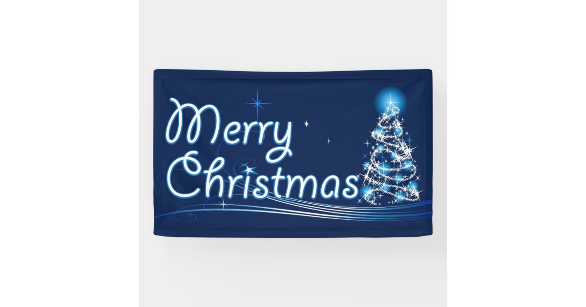 Blue Merry Christmas Banner | Zazzle