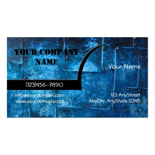 Blue Metal Plates Business Card (front side)
