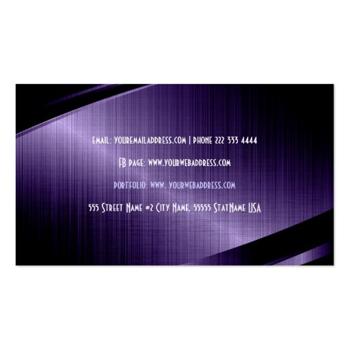 Blue Metallic Design-Stainless Steel Look Business Card Template (back side)