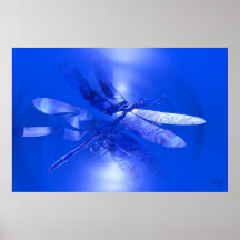 Blue Metallic Dragonfly Posters