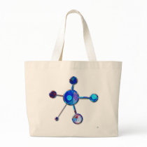 Blue Metallic Molecule Tote Bags