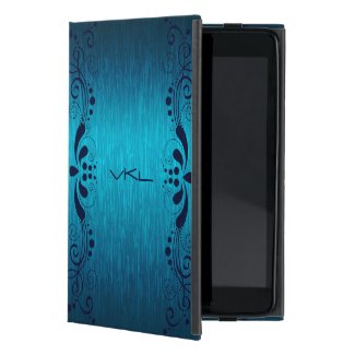 Blue Metallic Texture & Floral Blue Lace Cases For iPad Mini