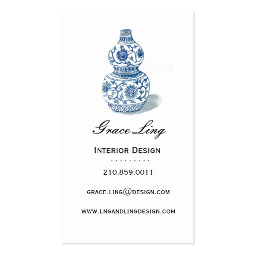 Blue Ming Vase Interior Designer Business Card (front side)