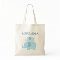 Blue Mod Elephants Diaper Tote Bag - add a NAME!