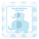 Blue Mod Elephants SQUARE Favor Sticker - Blue