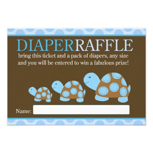 Blue Mod Turtles Baby Shower Diaper Raffle Card