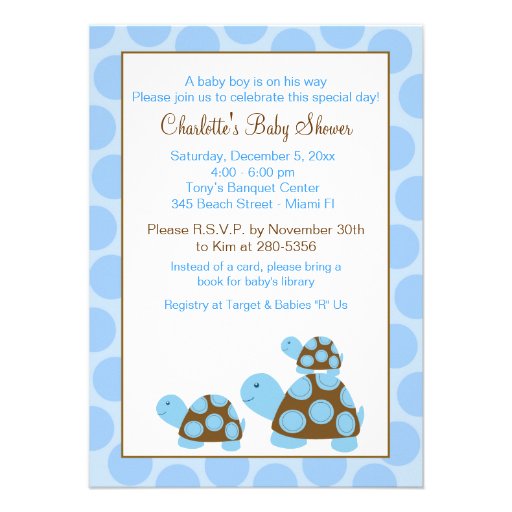 Blue Mod Turtles (Dot) Boy Baby Shower Invitation