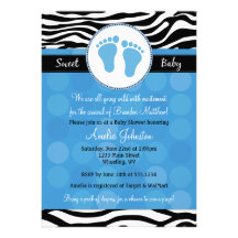 Blue Mod Zebra Print Baby Shower Invitations