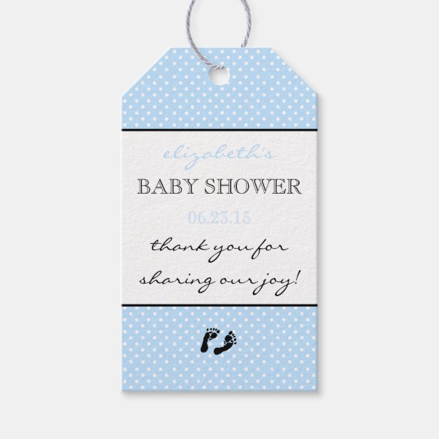 Blue Modern Baby Shower Thank You With Swiss Dots Pack Of Gift Tags 1/3